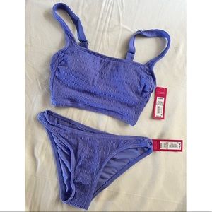 Xhilaration Juniors' Smocked Longline Bikini Top & bottom NWT- size XS